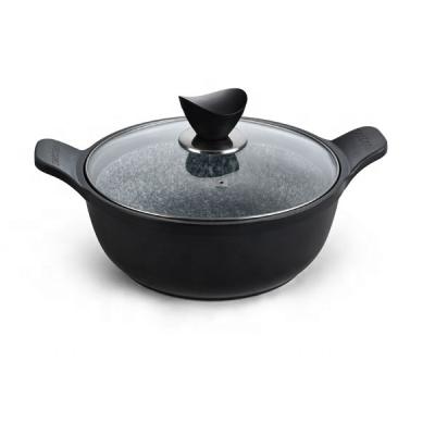 China Sustainable Hot Selling Natural Granite Stone Cooking Pot Die Casting Aluminum Nonstick Round Pot for sale