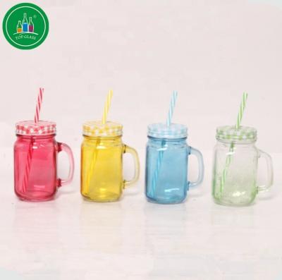 China 450ml Sustainable Glass Mason Jar With Handle for sale