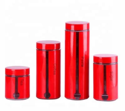 China Airtight Glass Freshness Preservation Canister With Color Coating for sale