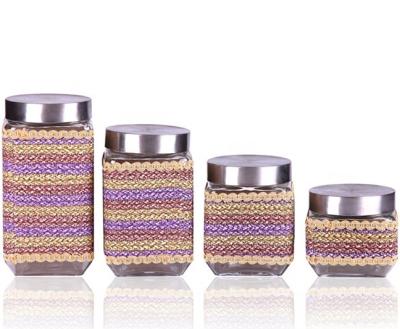 China Freshness Preservation Zibo Square Glass Jars For Sugar Coffee Tea Pasta for sale