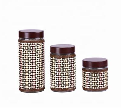 China Decorative Freshness Preservation Glass Canister Set 3 Pieces With Straw for sale