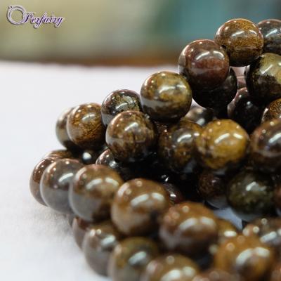 China Jewelry Making Natural Gemstone Beads 8-12mm Loose Round Brown Stone Beads For Sale for sale