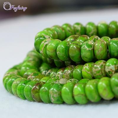 China Jewelry Making Roundel Green Jasper Raw Stone Gifts Bead Design For Jewelry for sale