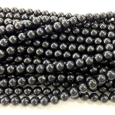 China Large Polishing Factory Can Conductive Natural Black Stone 4-16mm Shungite Beads For Jewelry Making Women Men Bead Bracelet Necklace Gifts for sale