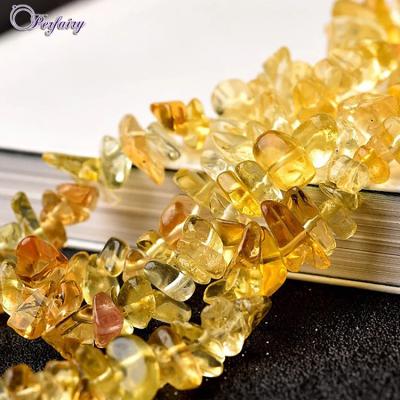 China Biggest Selling Chips Citrin Necklace Natural Untreated Gemstone Beads Polishing Stock For DIY Jewelry for sale