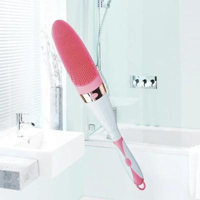 China EXFOLIATING Electric Silicone Bath Scrubber Body Bath Brush Sonic Vibration Waterproof Long Handel Body Care Exfoliating Spa Body Massage for sale