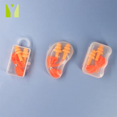 China Silicon Noise Canceling Custom Bathing Ear Plugs Case Silicone Earplugs Case With Attached for sale