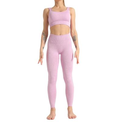 China Breathable Wholesale Seamless 2 Piece Yoga Equipment Women Sets Ribbed Yoga Set for sale