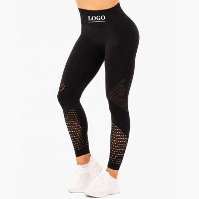 China High Waisted Breathable Seamless Leggings For Women Tummy Control Workout Gym Tights Mesh Yoga Pants Factory for sale