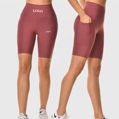 China Customization Breathable Womens High Waist Biker Shorts With Pockets See Non Running Workout Yoga Shorts for sale