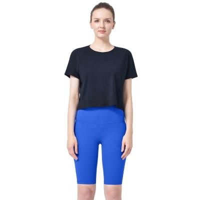 China Ultra Soft Anti-Wrinkle Ladies Summer Blouse T-shirts Plain Tops For Sports Yoga Workout T-shirts Regular Tops for sale