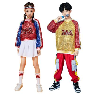 China Kids Hip Hop Ballroom Suit QUICK DRY Kids Jogging Suits Logo Stage Performance Clothing Custom Made for sale