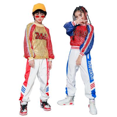 China Jazz Hip Hop Two Piece QUICK DRY Set Multi Color Luxury Performance Clothing Partywear Suits For Kids for sale