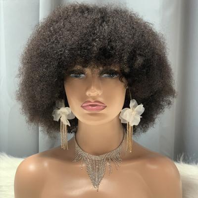 China Colored Women 100% Curly Bob Human Hair Wig Afro Pixie Cut Machine Wig For Brazilian Lace Front Swiss Hair Shorts for sale