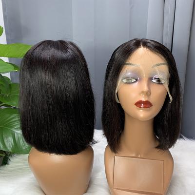 China Wholesale 13X4X1 Bob STW T Piece Silky Straight Wig With Swiss Lace Virgin Hair Short Bob Silky Straight Transparent Lace Wigs for sale