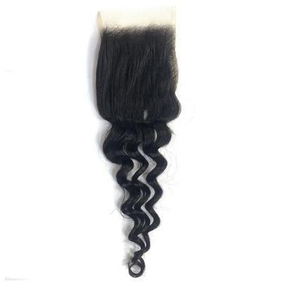 China Wholesale Brazilian Loose Sheer 4x4 Lace Closure Loose Deep Wave Human Hair Closure Pre Plucked With Natural Line for sale