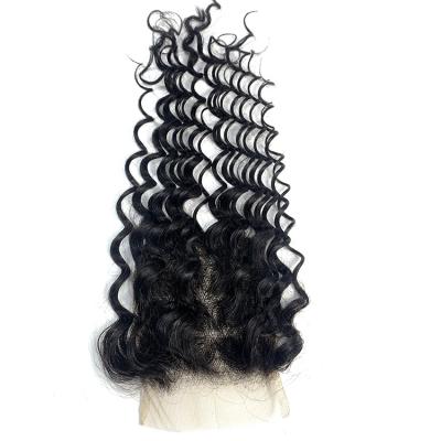 China Curly 4X4 Lace Closure Hair Closure e Part Transparent Deep Curly 100% Free Lace Closure for sale