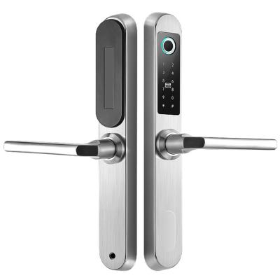 China Home Keyless Hotel Apartments Office Airbnk Security 304 Stainless Steel EU Standard Euro Comply Fingerprint Digital PZ Hole 72mm Tuya Smart Door Lock for sale