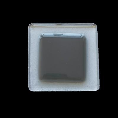 China Modern Light Gray Round Square Diamond Art Fused Square Fused Glass Tiles For Window Decoration for sale