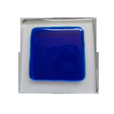 China Modern Dark Blue Enamel Glass Fusing Decal Fused Glass Tile For Door Glass for sale