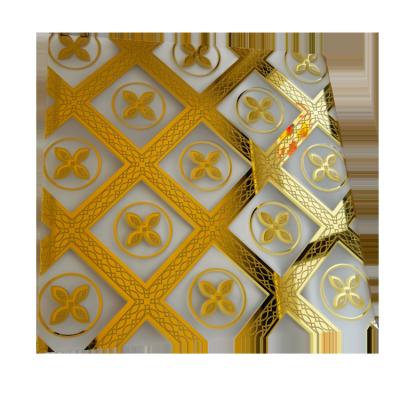 China Courtyard Frosted Ice Flower Acid Etched Canopy Titanium Acid Etched Glass Flower 18k 24k Gold Glass Balustrades for sale