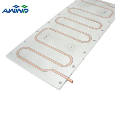 China Water Cooling Thin Cooled Radiator Aluminum Alloy IGBT Liquid Nitrogen Plate 1kw Cold Big Heatsink With Copper Tube For Fiber Laser for sale