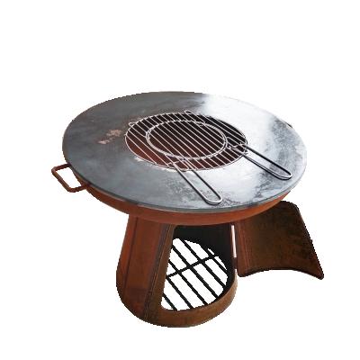 China 62.5cm Outdoor Rust Metal Fire Pit Stocked Steel BBQ for sale