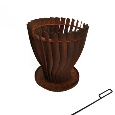 China High Quality Stored Outdoor Backyard Fire Pit Square Water Bowl / Corten Fire Basket for sale