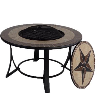 China Outdoor Patio Marble Tile Table Barbecue Brazier Charcoal Table Fire Pit Stocked for sale