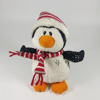 China Newest Soft Toys Stuffed Red Soft Plush Christmas Penguin Scarf And Hat Soft Toy for sale