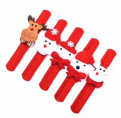 China Plush New Product Christmas Decorations Kids Toys Santa Claus Elk Round Snowman Elk Patted Circle Bracelet for sale