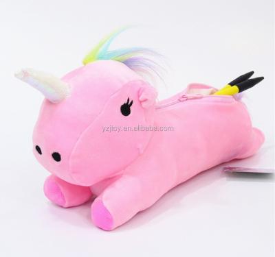 China Free Sample Low MOQ Plush Unicorn Pencil Case /Plush Unicorn Rainbow Toys Pencil Case for sale