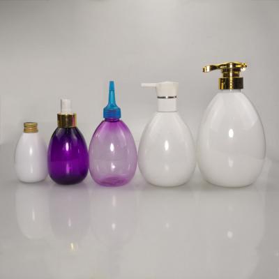 China Personal Care 120ml 200ml 300ml 480ml 750ml Pet Colored Egg Shaped Plastic Bottles With Pump Sprayer Shampoo Plastic Bottle for sale