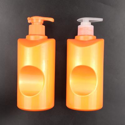 China BEAUTY unique 490ml 16oz orange PET plastic round bottle for body butter hand wash lotion packaging for sale