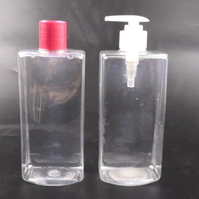 China Wholesale Cosmetic 500ml 16oz PET clear plastic flat bottle for body lotion shampoo hair conditioner for sale