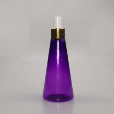 China 190ml 6oz Cone-Shape Cosmetic Purple Pet Plastic Bottles For Hair Oil Cosmetic Personal Care for sale