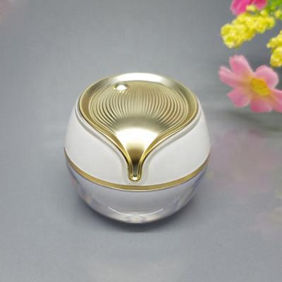 China Personal skin care packaging most popular ball shape plastic cosmetic products 10g acrylic cream jar for skin care packaging gold white black color chosen for sale