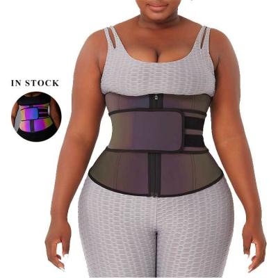 China Plus Size Waist Trainer Reflective Latex Double Belt Slimming Belts with Steel Bone for sale