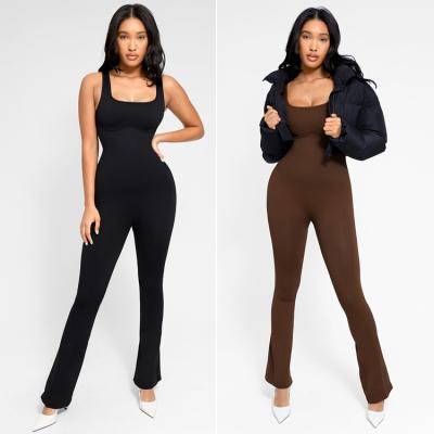 China Summer Knitted High Elastic Women Sleeveless Tight Clothing One Piece Rompers Jumpsuit for sale