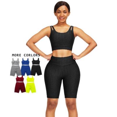 China Stock Two Pieces Women's Sport Fitness Yoga Sets with 90%polyester 10%spandex for sale