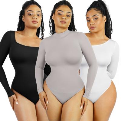 China Custom Logo Autumn Long Sleeve Tight Slimming Tummy Trimmer Control Bodysuit for Women for sale