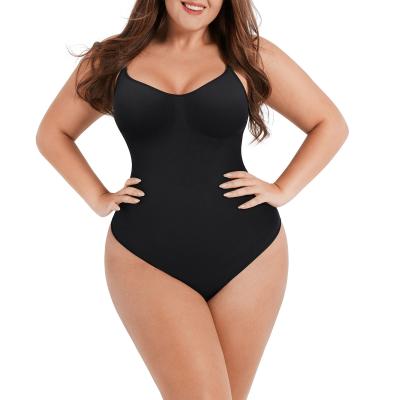 China Seamless Tummy Control Bodysuit for Women Basic Solid Thong Shapewear Spandex Material for sale