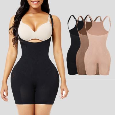 China OEM/ODM Welkom Vrouwen naadloos Open Bust Butt Lifter Bodysuit met ademende shorts Te koop