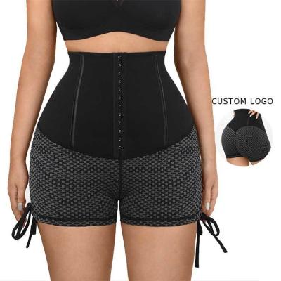 China HEXIN Summer Neoprene High Waist Trainer Shorts voor Medium Control Weaving Method Te koop