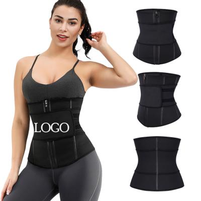 China Double Layered Waist Trainer Corset HEXIN 7 Steel Boned Zipper Belt for Abdomen Strengthening for sale