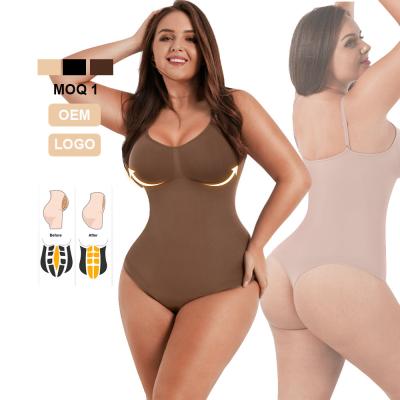 China OEM Women's Seamless Daily Wear Basic Solid Thong Shapewear Bodysuit for Tummy Control for sale