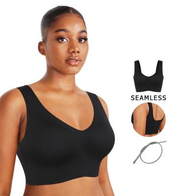 China Adjustable V Neck Slimming Steel Bone Seamless Bra for Women Plain Dyed and Breathable for sale