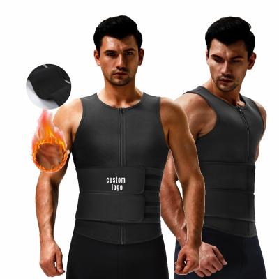 China Men Waist Trainer Neoprene Sweat Vest with Waist Belt Zipper Tank Top Sauna Suit zu verkaufen