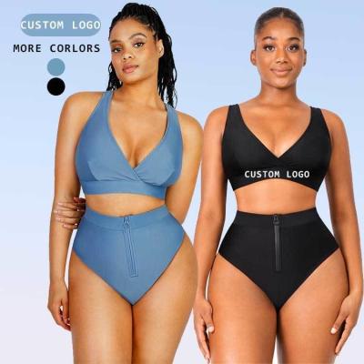 China Plus Size Solid Bikini Swimwear Support S/M/L Custom Logo Summer Women Adults Bikini Set for sale