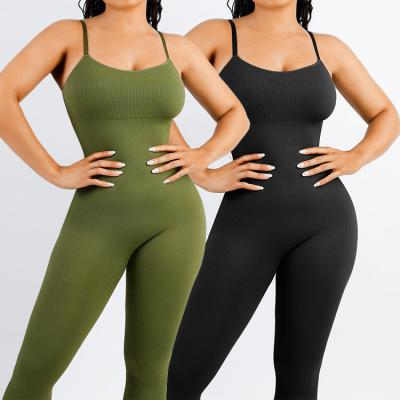 China 2023 One Piece Seamless Yoga Bodycon Jumpsuits For Women Elegant Jumpsuit Knitting Fabric for sale